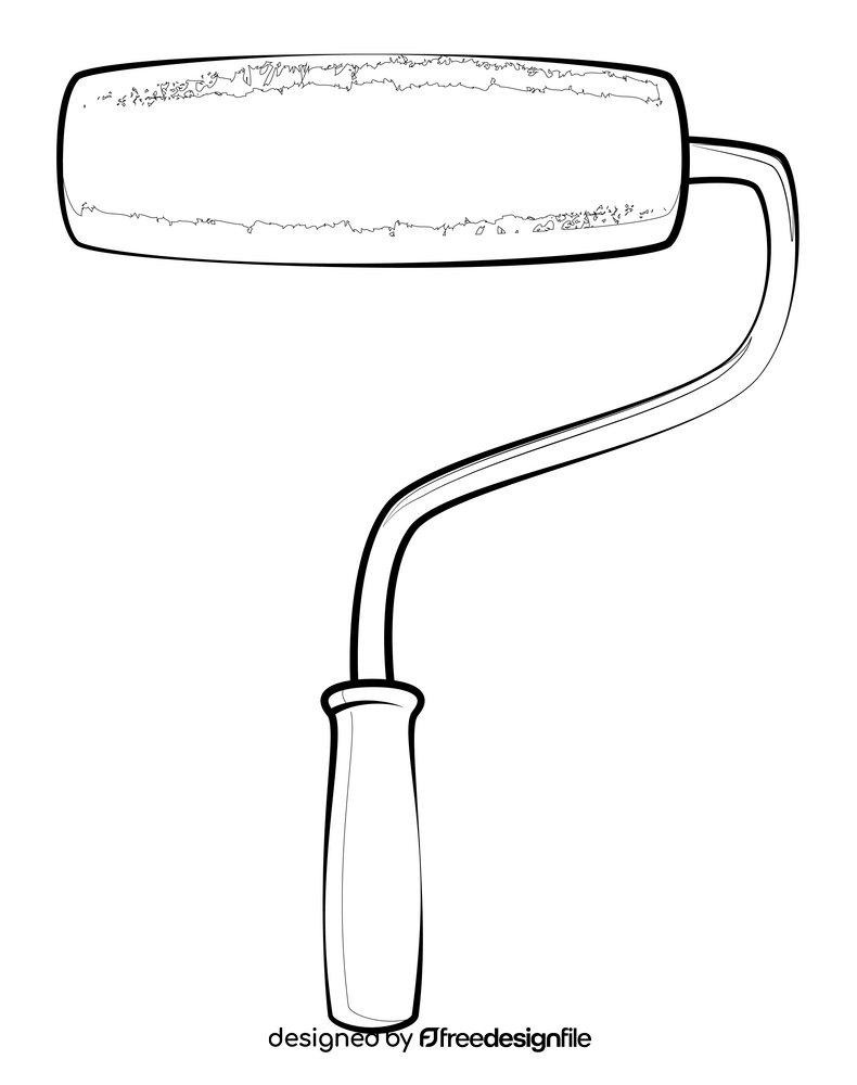 Paint roller brush drawing black and white clipart