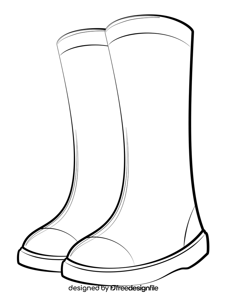 Rain boots drawing black and white clipart