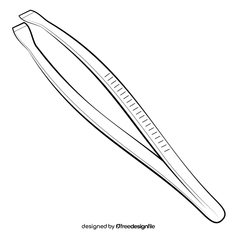 Tweezers drawing black and white clipart