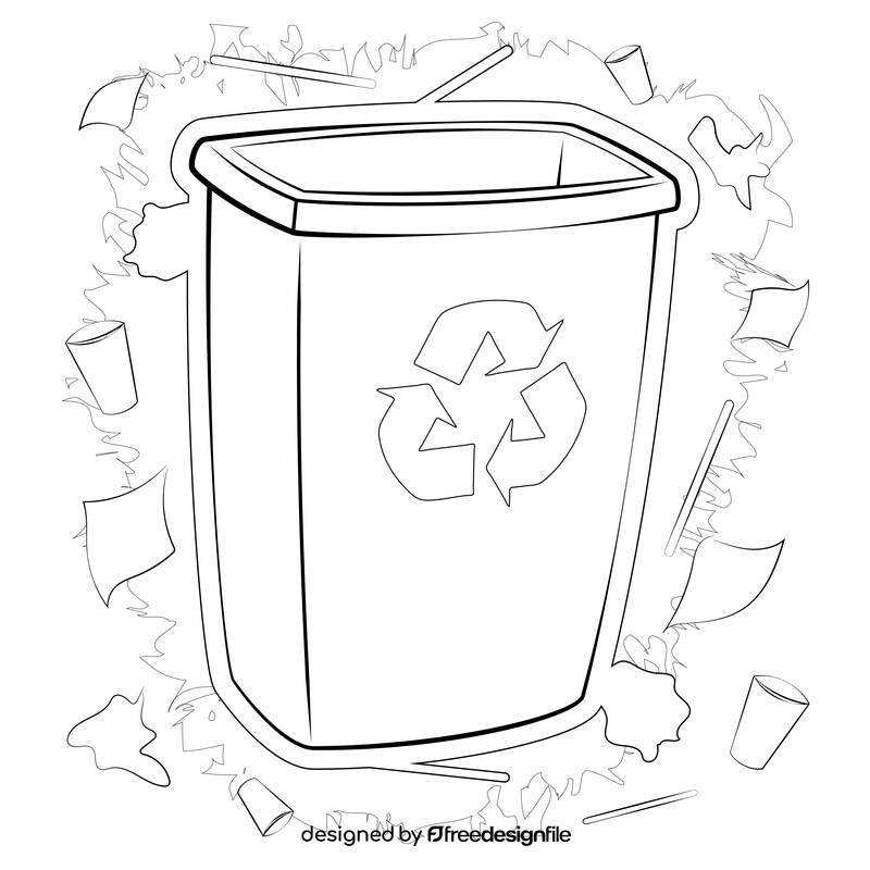Recycle bin black and white vector