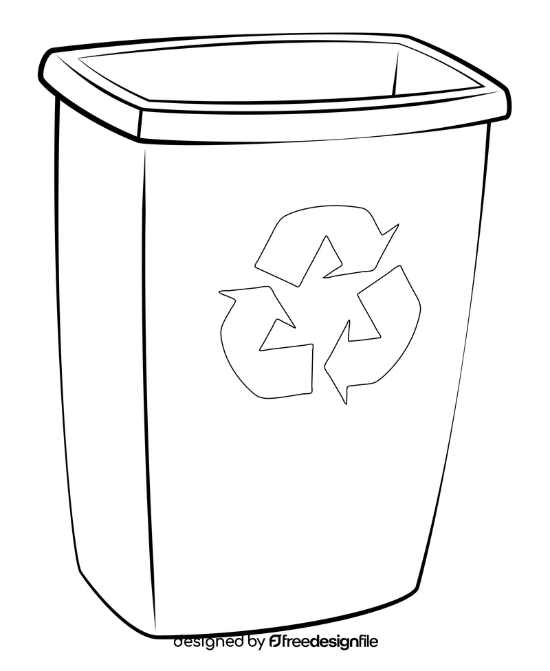 Recycle bin drawing black and white clipart