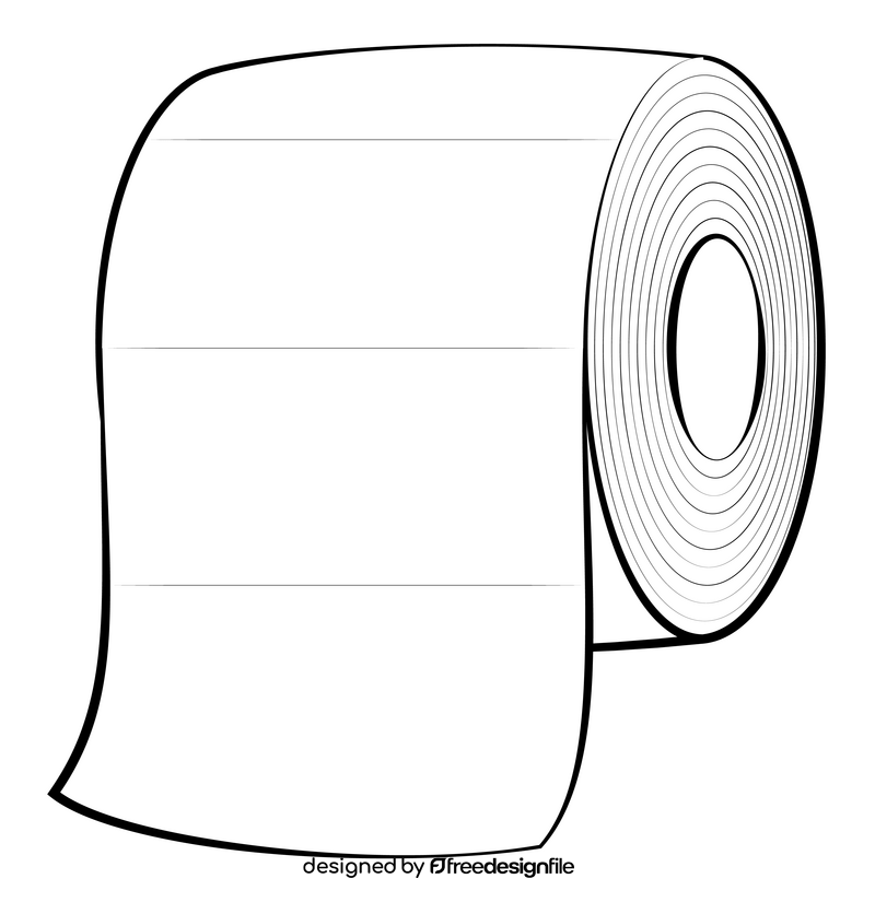 Toilet paper roll drawing black and white clipart