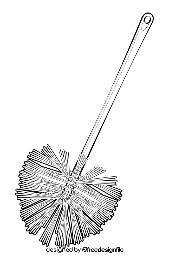 Toilet brush drawing black and white clipart