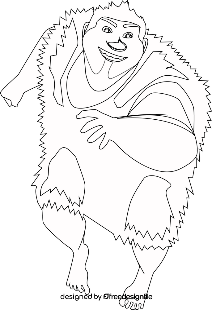 Grug the Croods drawing black and white clipart