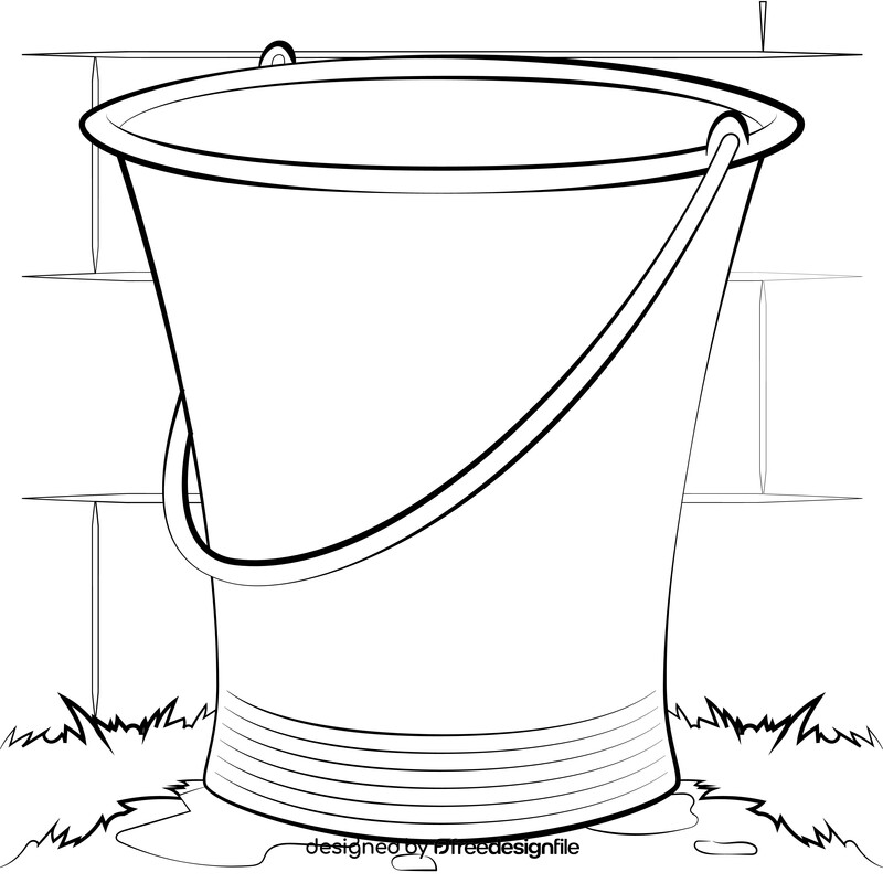 Steel bucket black and white vector