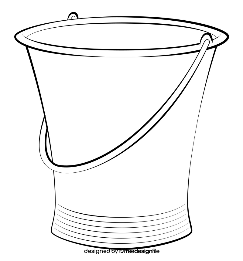 Steel bucket drawing black and white clipart