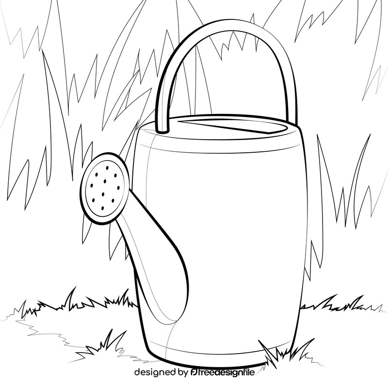 Watering can black and white vector
