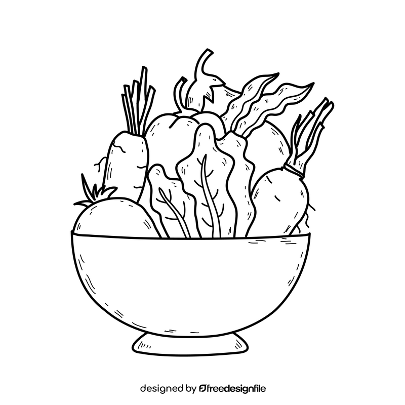 Vegetables drawing black and white clipart