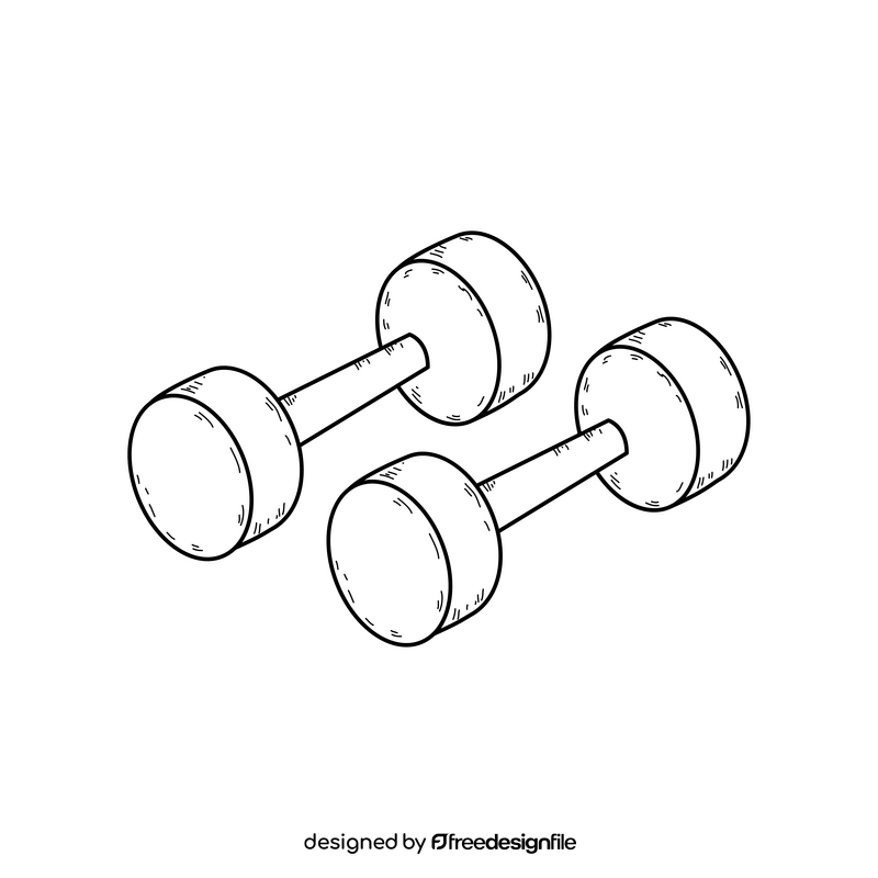 Dumbbells drawing black and white clipart