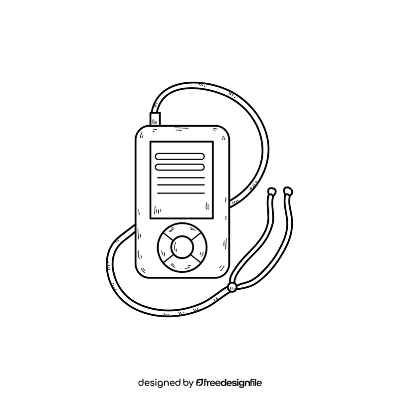 Music player drawing black and white clipart