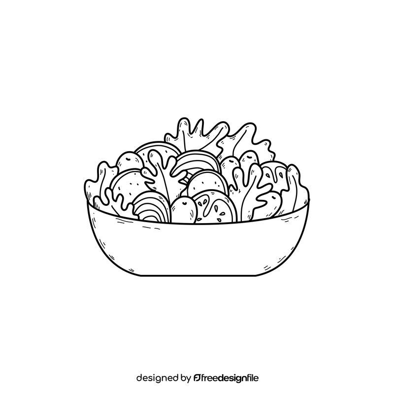 Salad drawing black and white clipart