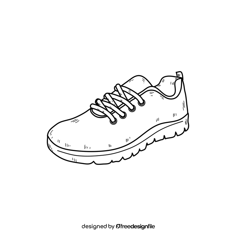 Sport shoe drawing black and white clipart