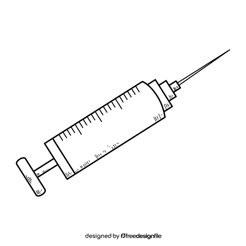 Syringe drawing black and white clipart