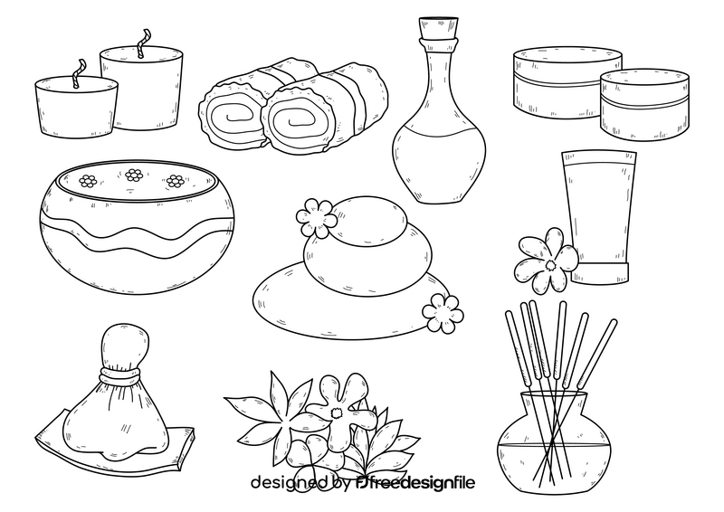 Spa drawing set black and white vector