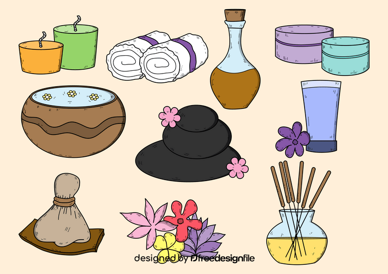 Spa drawing set vector