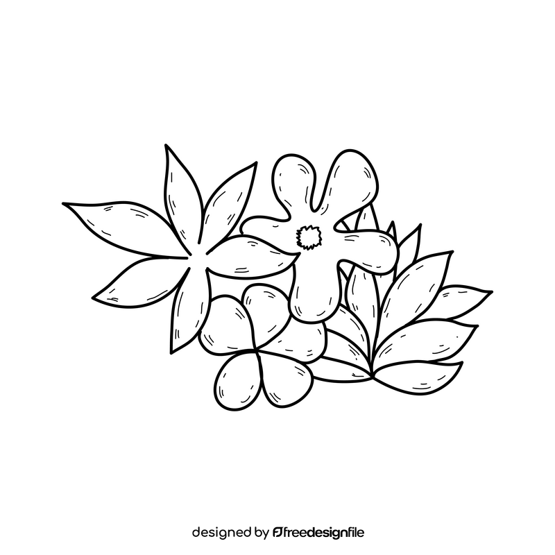 Flowers drawing black and white clipart