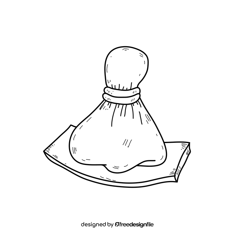 Spa herble massage bag drawing black and white clipart