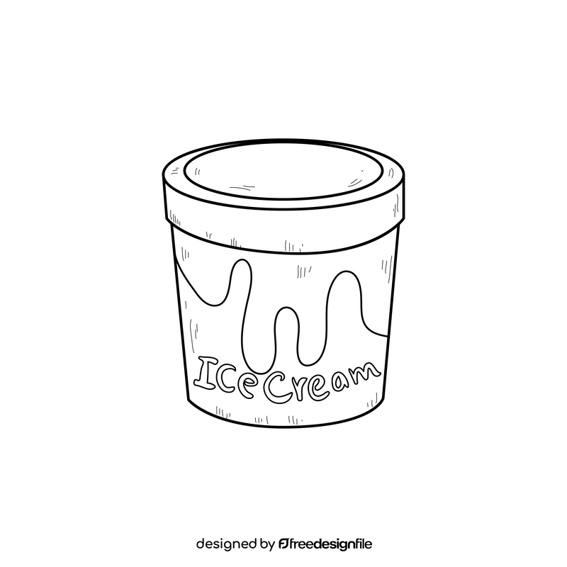 Bucket ice cream drawing black and white clipart