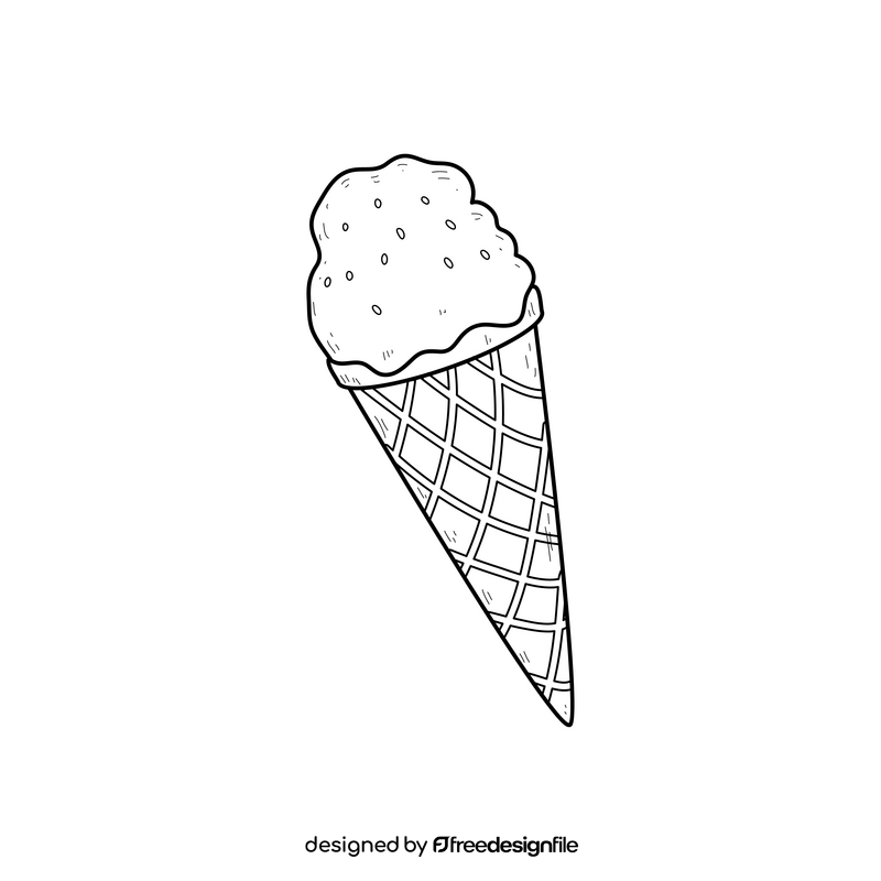 Cone ice cream drawing black and white clipart