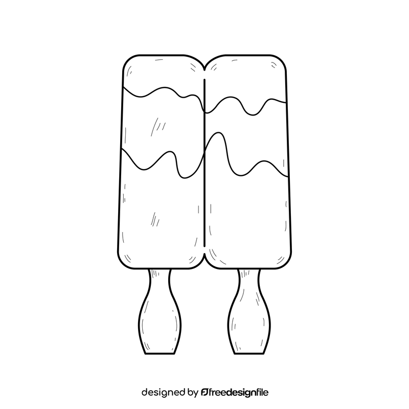 Double stick ice cream drawing black and white clipart