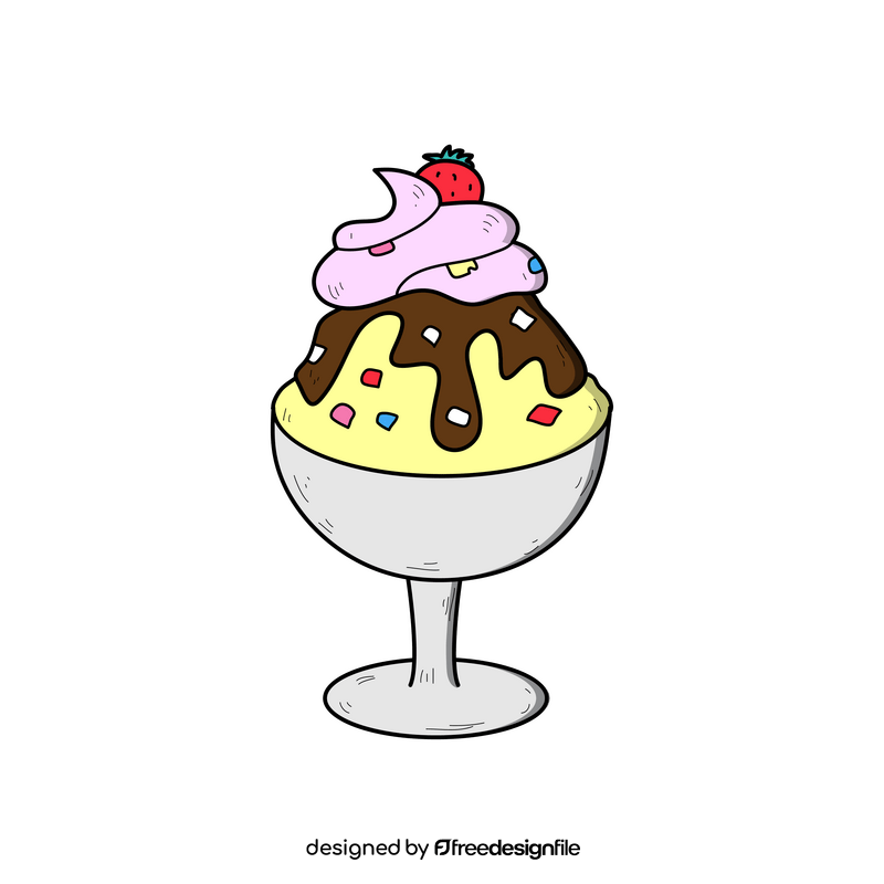 Glass ice cream drawing clipart