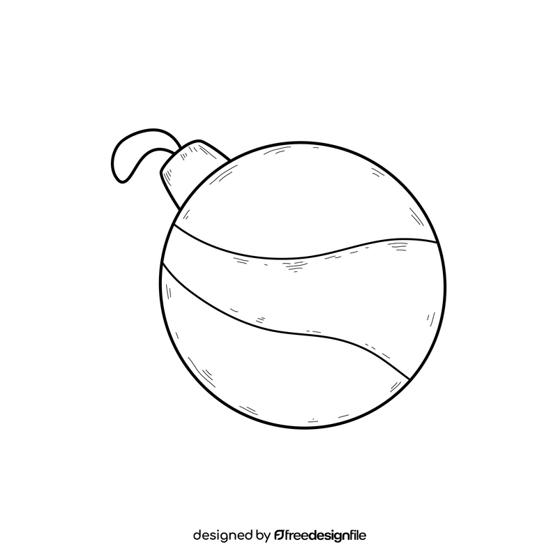 Christmas ball ornament drawing black and white clipart