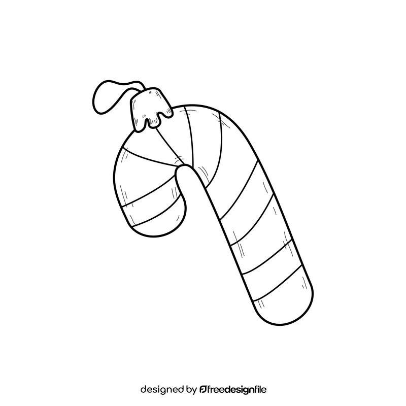 Candy cane ornament drawing black and white clipart