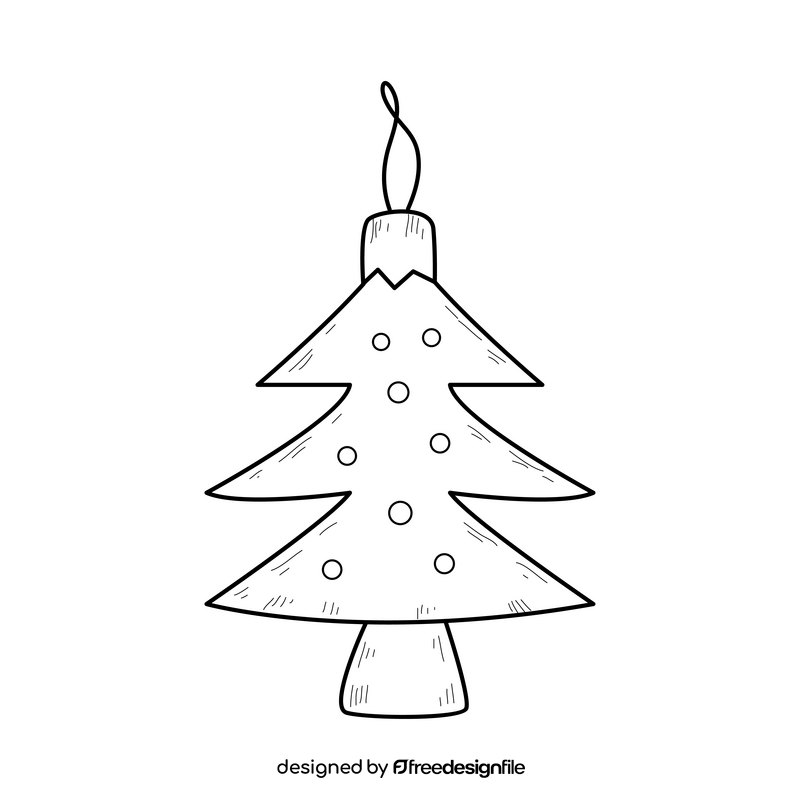 Christmas tree ornament drawing black and white clipart