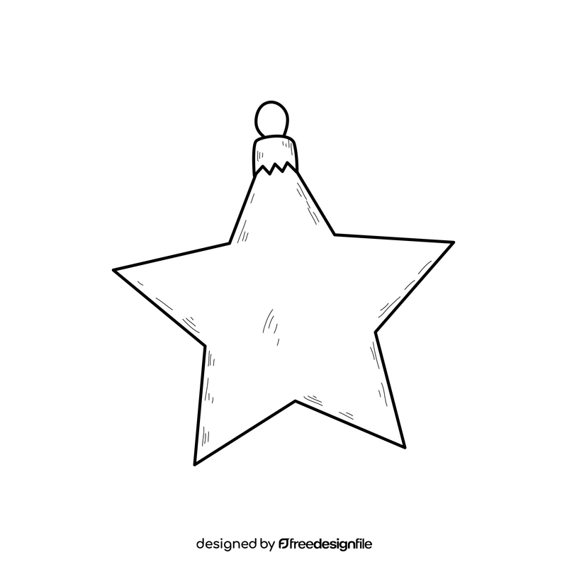 Star ornament drawing black and white clipart