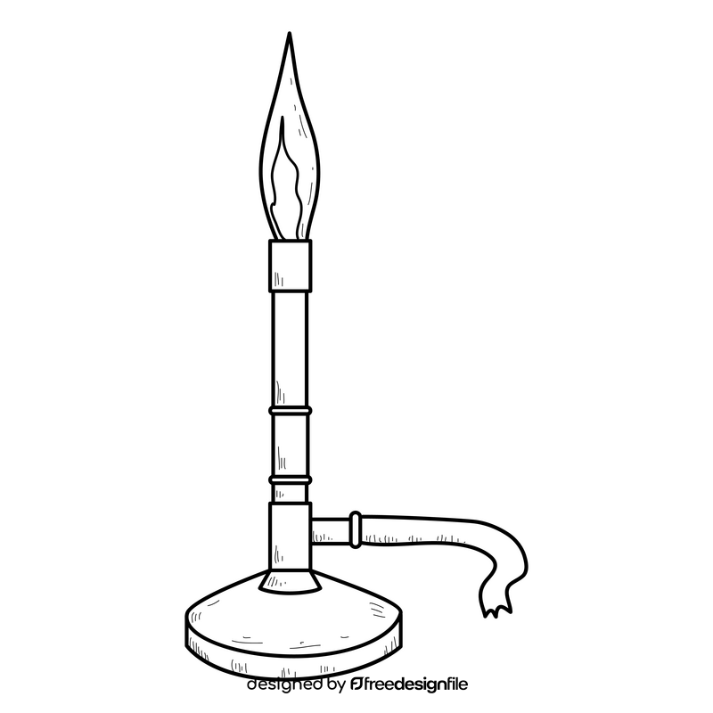 Bunsen burner drawing black and white clipart