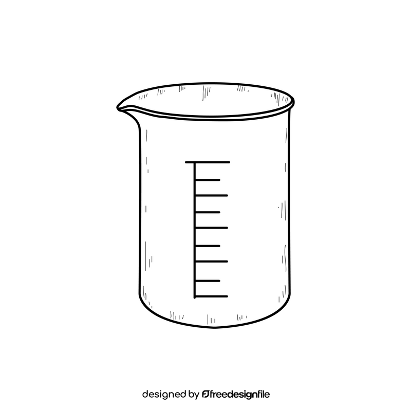 Glass beaker drawing black and white clipart