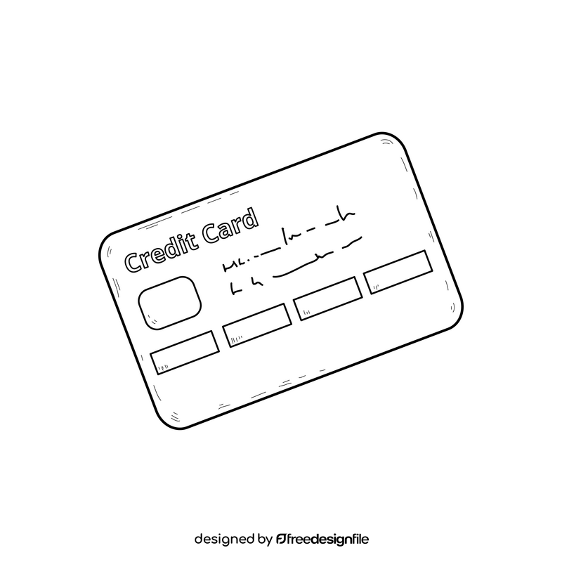 Credit card drawing black and white clipart