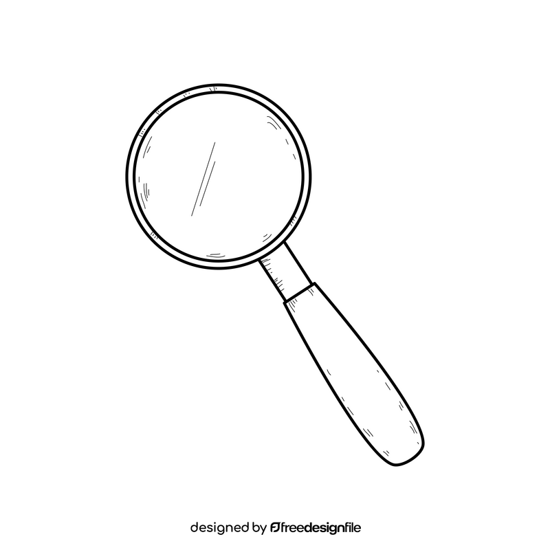 Magnifying glass drawing black and white clipart