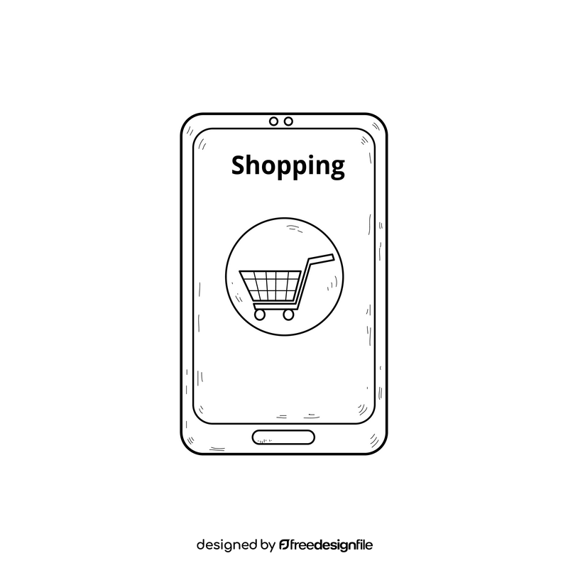 Online shopping drawing black and white clipart