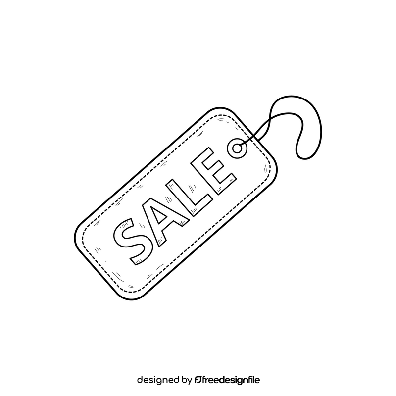 Sale tag drawing black and white clipart