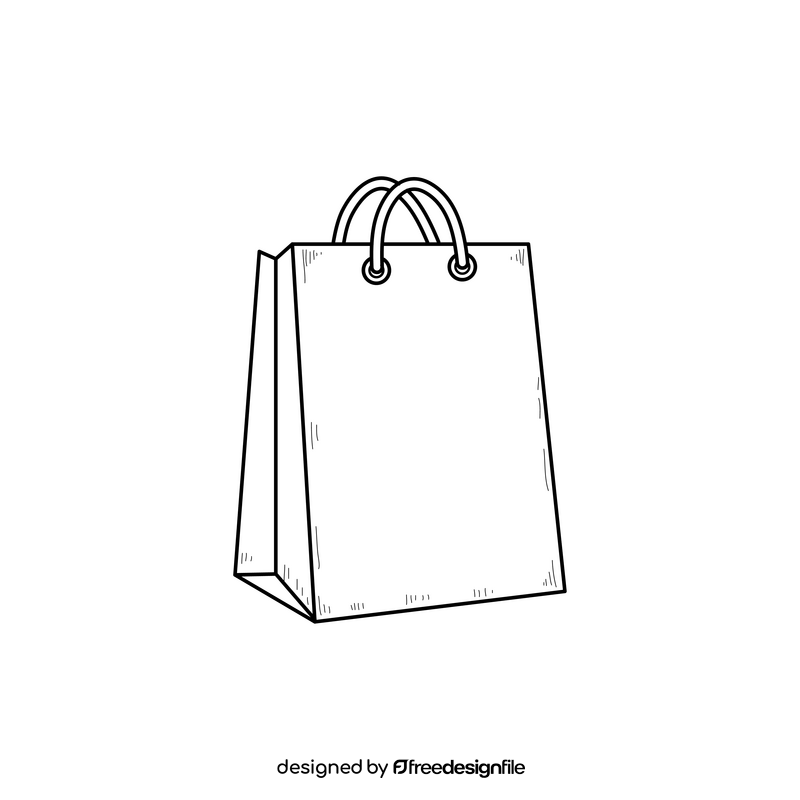 Shopping bag drawing black and white clipart