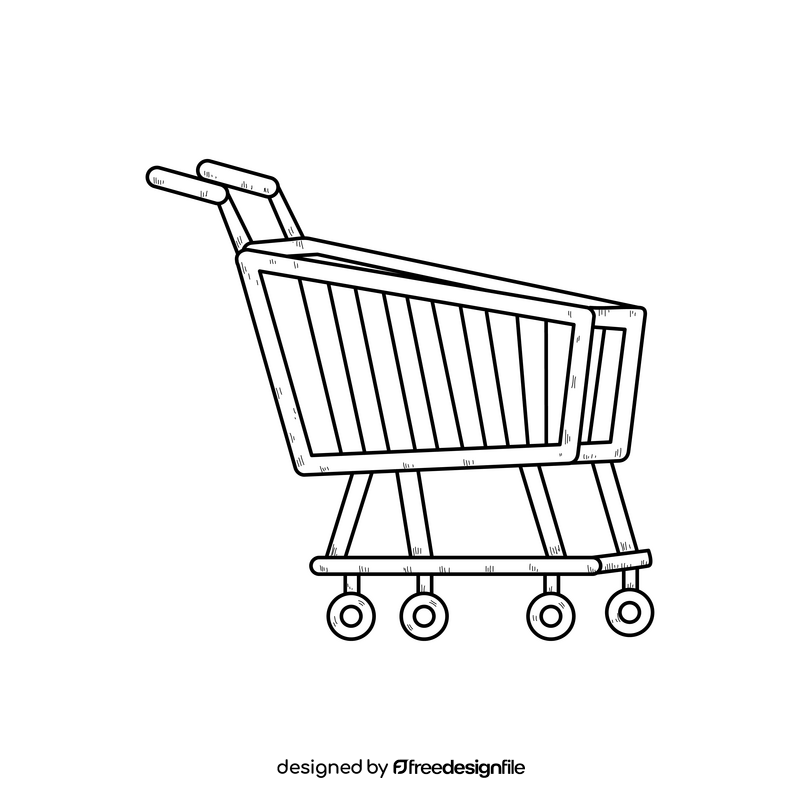 Shopping cart drawing black and white clipart