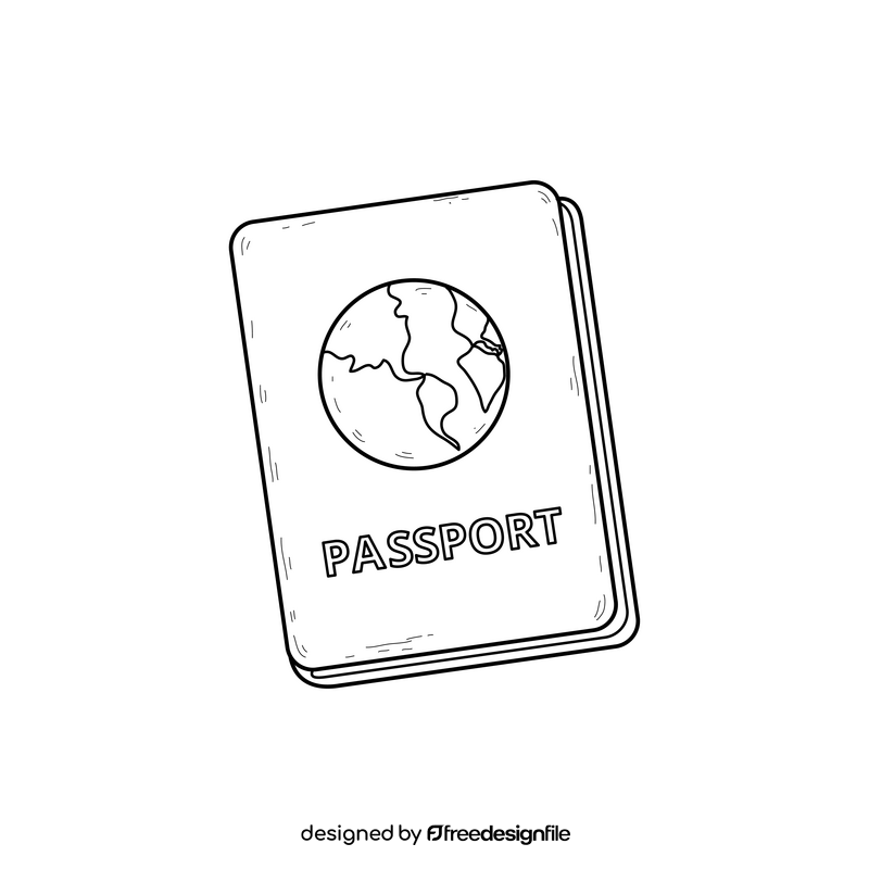 Passport drawing black and white clipart