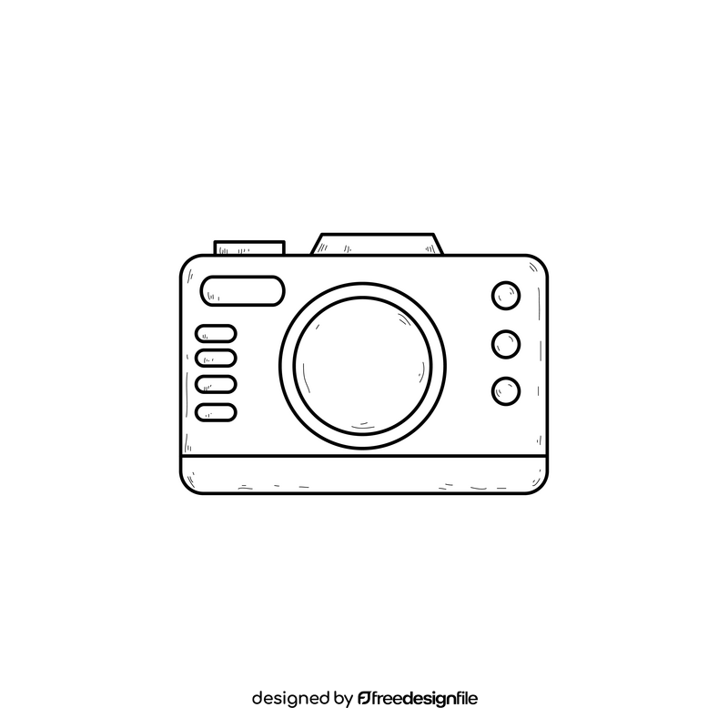 Camera drawing black and white clipart