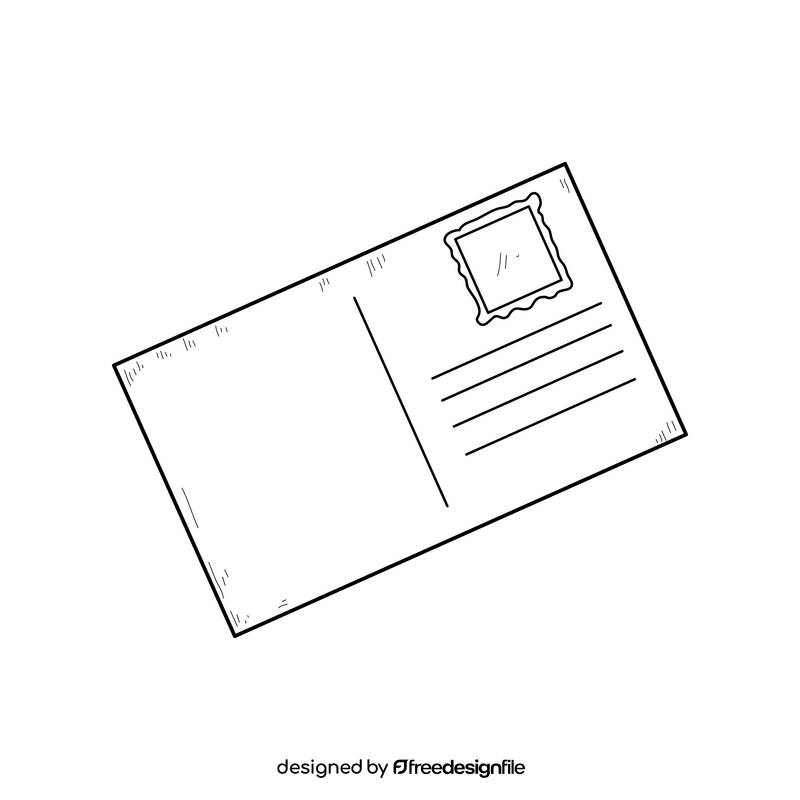 Postcard drawing black and white clipart