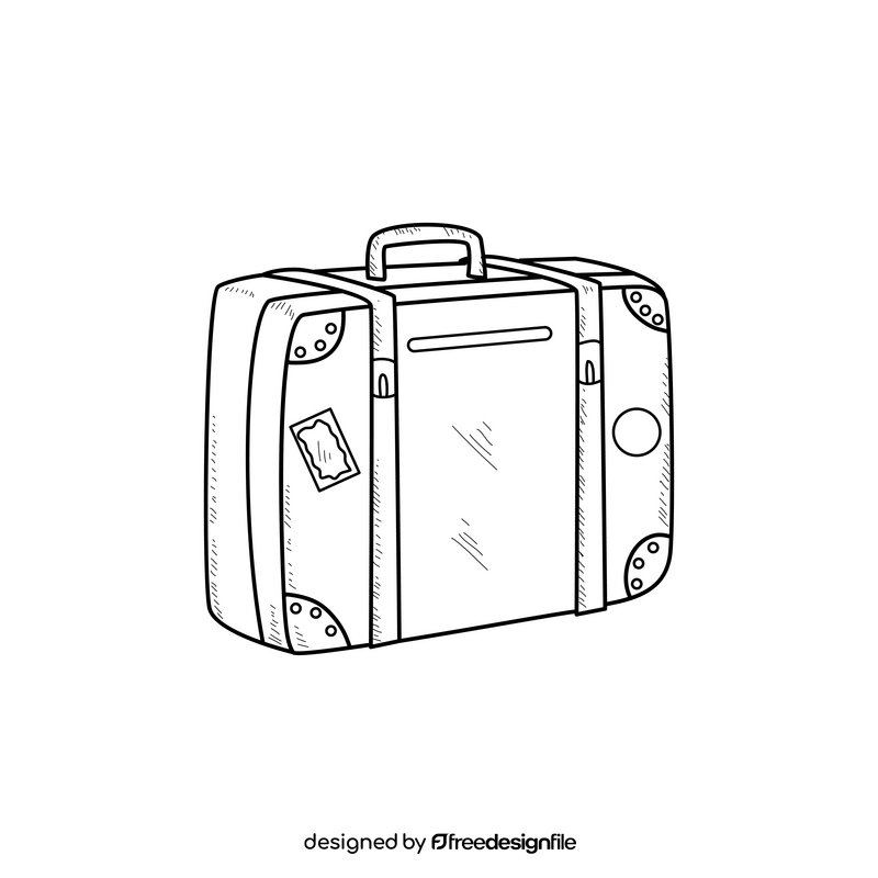 Suitcase drawing black and white clipart