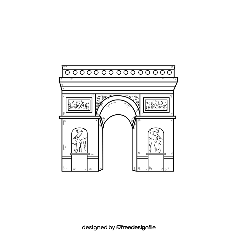 Arc de Triomphe drawing black and white clipart