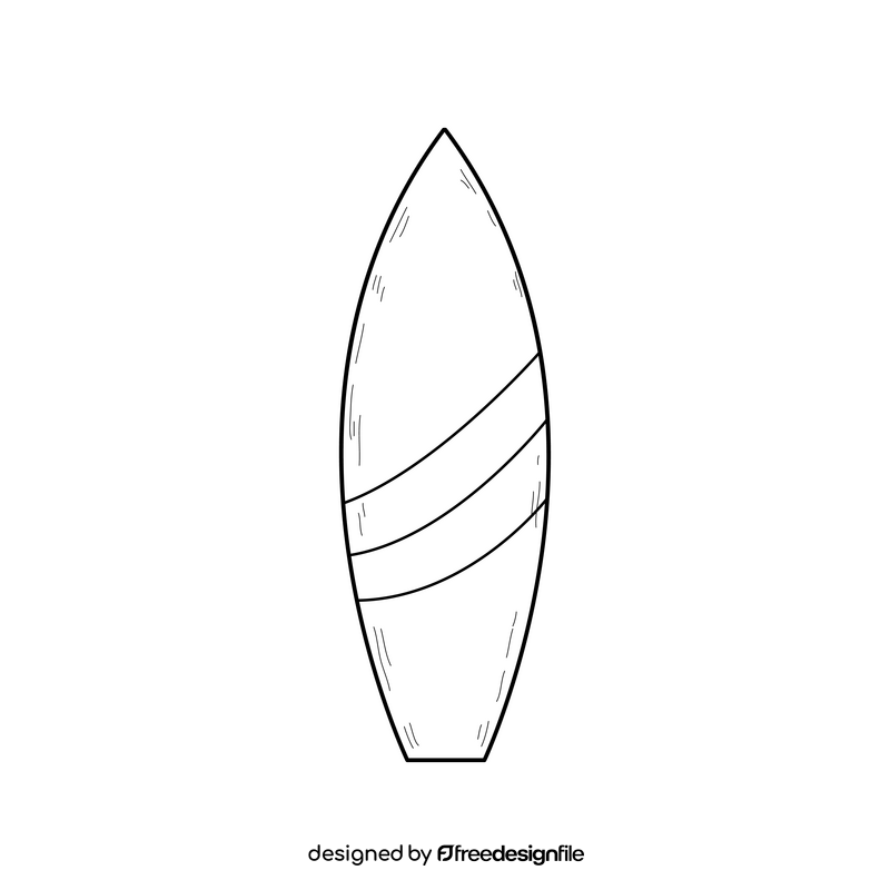 Surfboard drawing black and white clipart