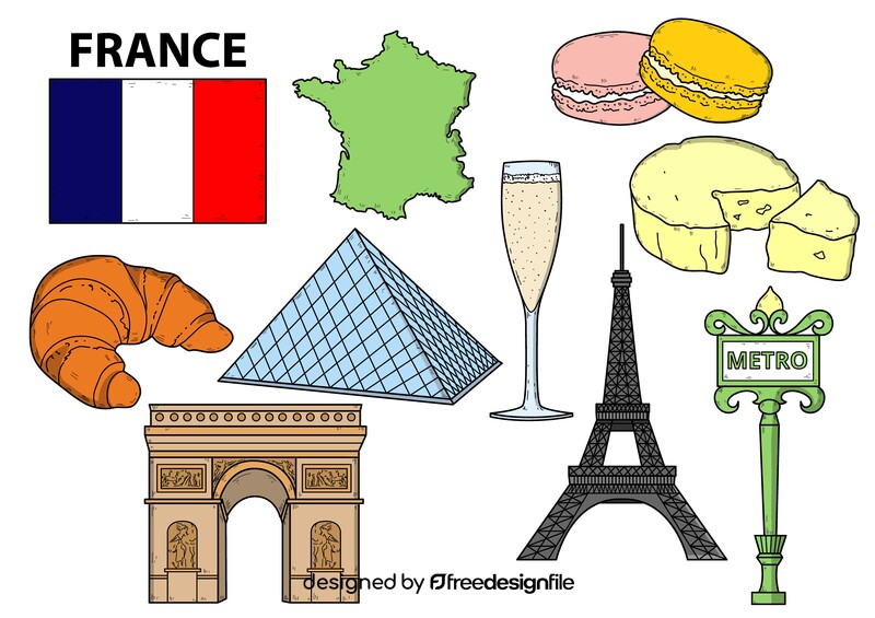 France drawing set vector