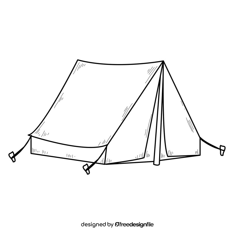 Tent drawing black and white clipart