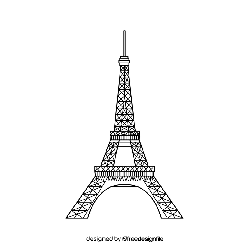 Eiffel tower drawing black and white clipart