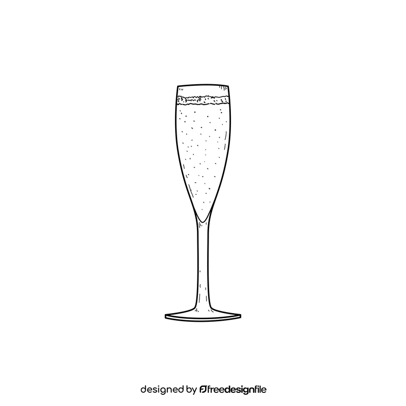 Champagne wine drawing black and white clipart