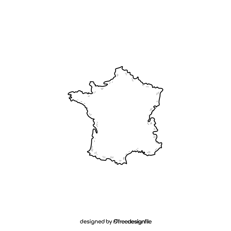 France map drawing black and white clipart