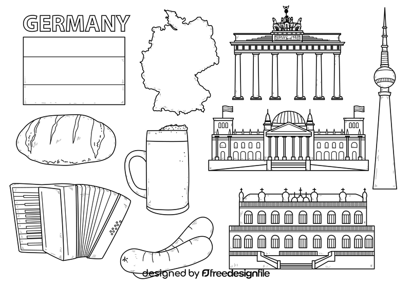 Germany drawing set black and white vector