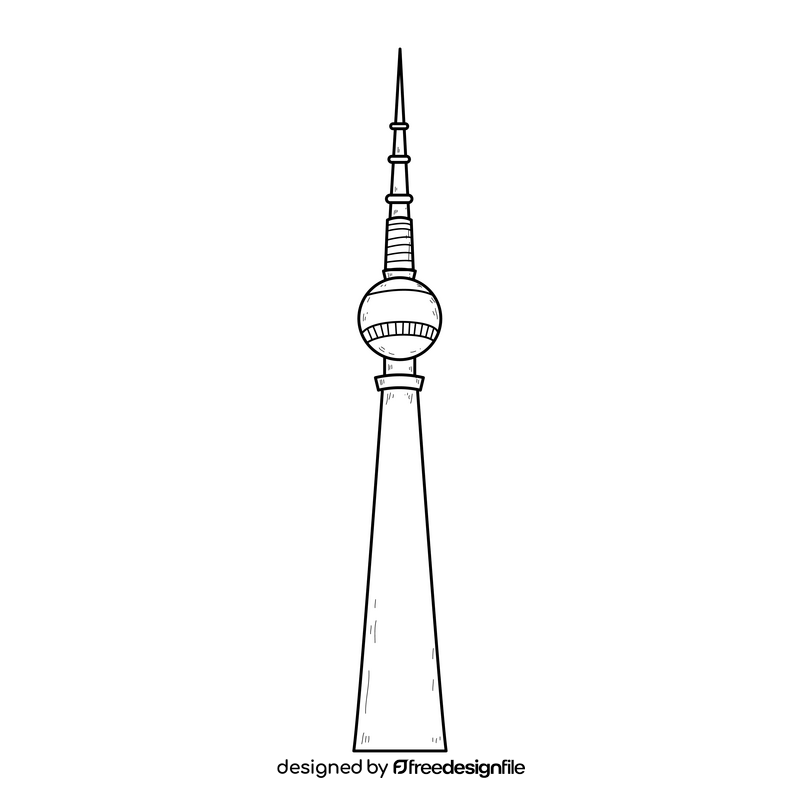 Berlin TV Tower drawing black and white clipart